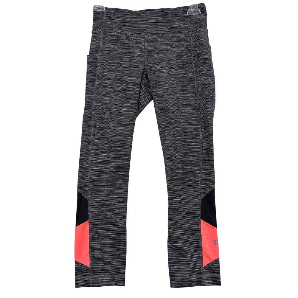 Lululemon Pace Rival Crop Legging Women's Size 4 Black Space Dye‎ Coral